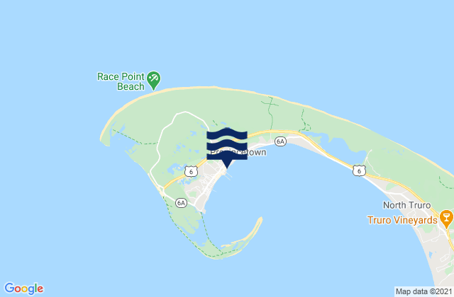 Mapa da tábua de marés em Provincetown, United States
