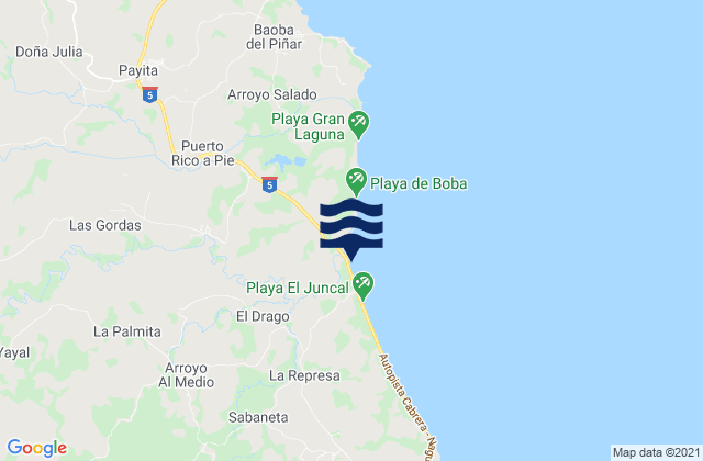 Mapa da tábua de marés em Provincia María Trinidad Sánchez, Dominican Republic