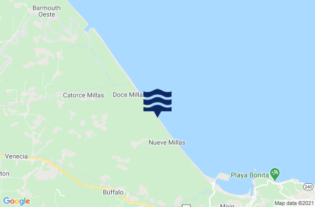 Mapa da tábua de marés em Provincia de Limón, Costa Rica