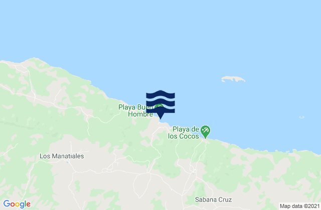 Mapa da tábua de marés em Provincia de Monte Cristi, Dominican Republic