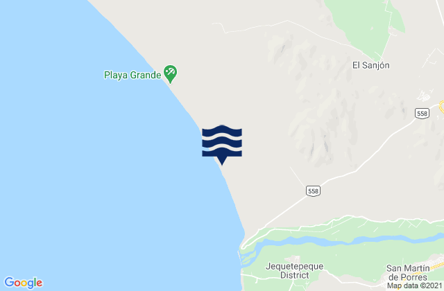 Mapa da tábua de marés em Provincia de Pacasmayo, Peru