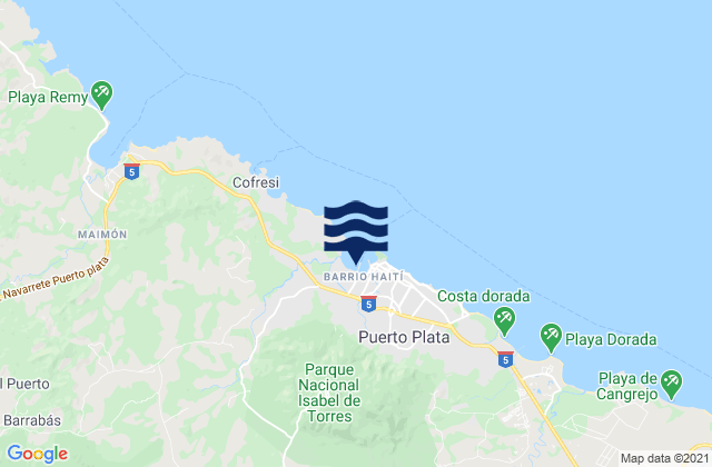Mapa da tábua de marés em Provincia de Puerto Plata, Dominican Republic
