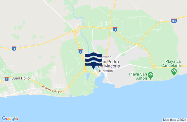 Mapa da tábua de marés em Provincia de San Pedro de Macorís, Dominican Republic
