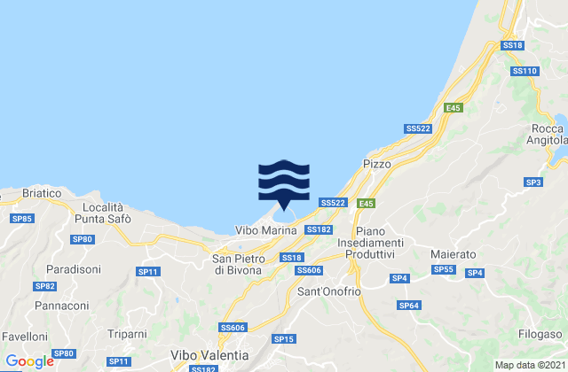 Mapa da tábua de marés em Provincia di Vibo-Valentia, Italy