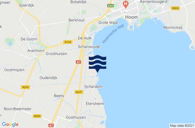 Mapa da tábua de marés em Provincie Noord-Holland, Netherlands