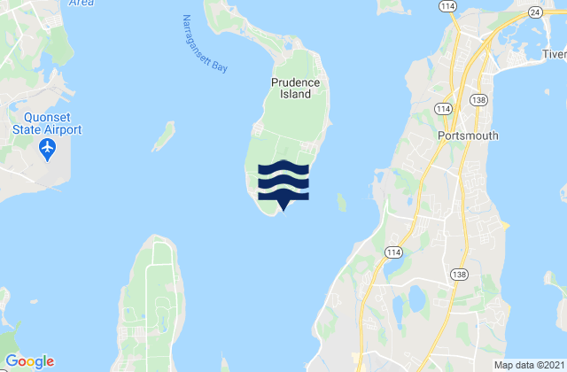 Mapa da tábua de marés em Prudence Island, United States