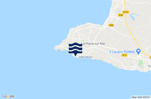 Mapa da tábua de marés em Préfailles, France