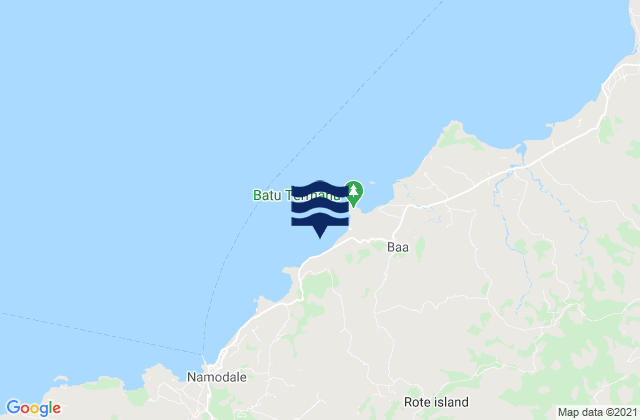 Mapa da tábua de marés em Puamata, Indonesia