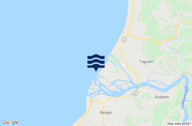 Mapa da tábua de marés em Pudoc, Philippines