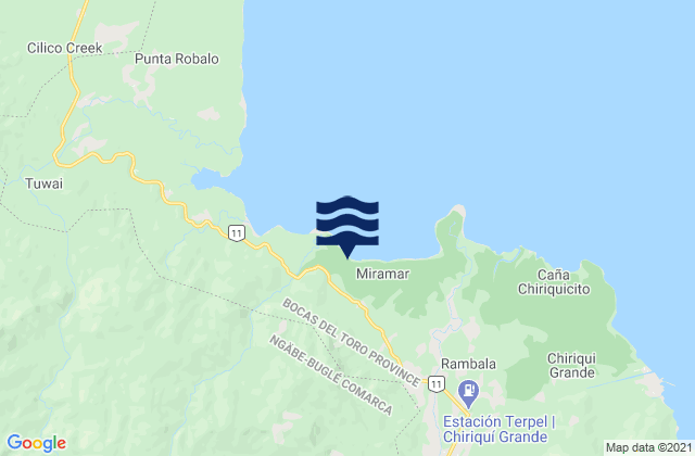 Mapa da tábua de marés em Pueblo Nuevo, Panama