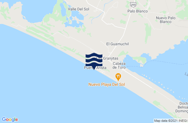 Mapa da tábua de marés em Puerto Arista, Mexico