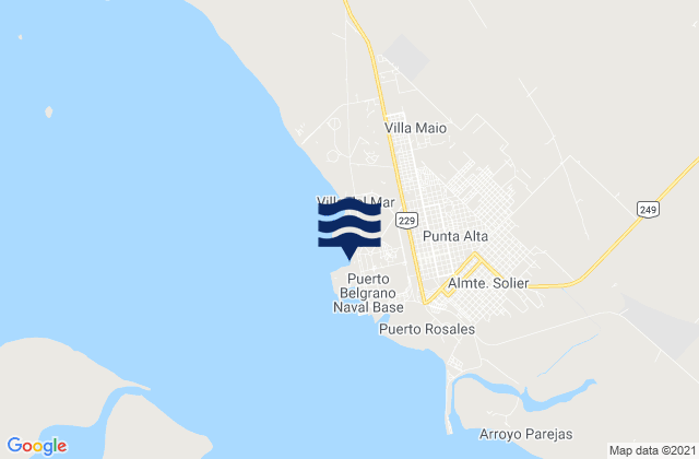 Mapa da tábua de marés em Puerto Belgrano, Argentina