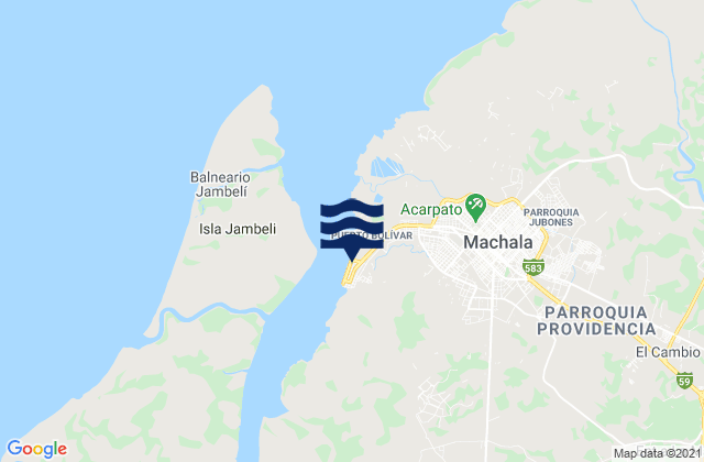 Mapa da tábua de marés em Puerto Bolivar, Ecuador