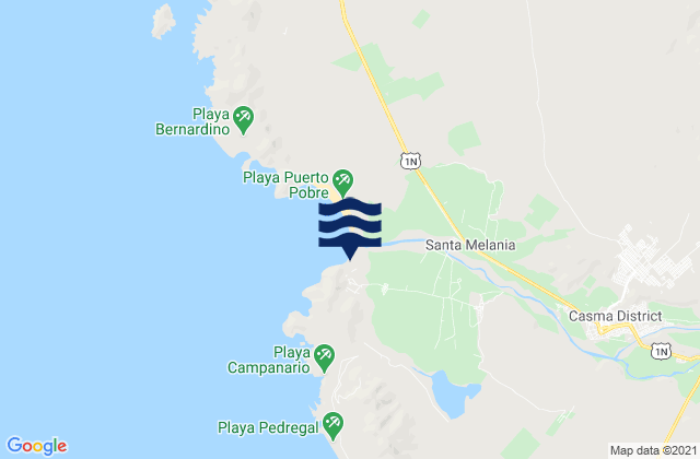 Mapa da tábua de marés em Puerto Casma, Peru