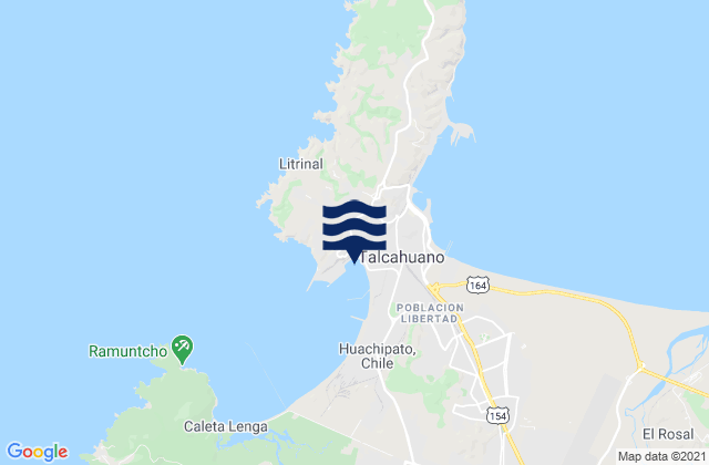 Mapa da tábua de marés em Puerto Comercial de San Vicente, Chile
