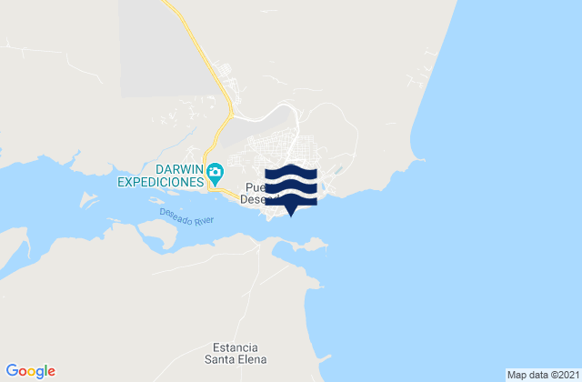 Mapa da tábua de marés em Puerto Deseado, Argentina