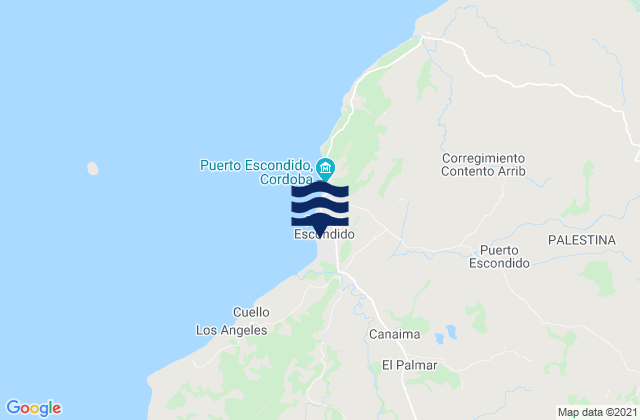Mapa da tábua de marés em Puerto Escondido, Colombia
