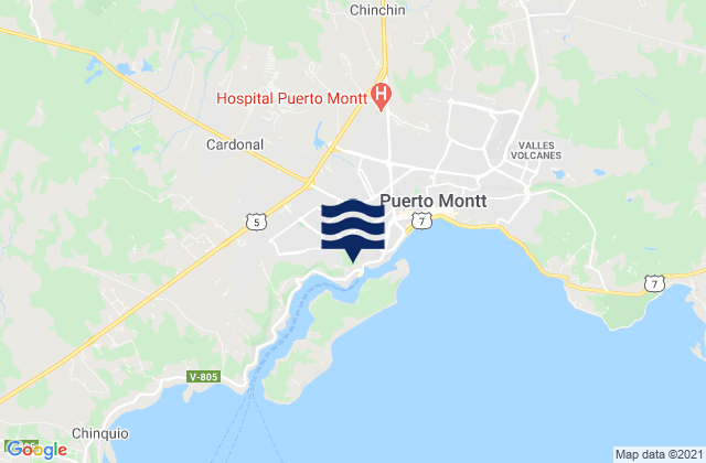 Mapa da tábua de marés em Puerto Montt, Chile