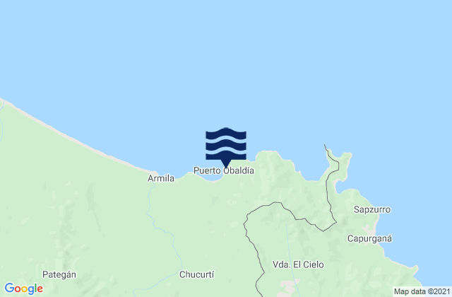Mapa da tábua de marés em Puerto Obaldía, Panama
