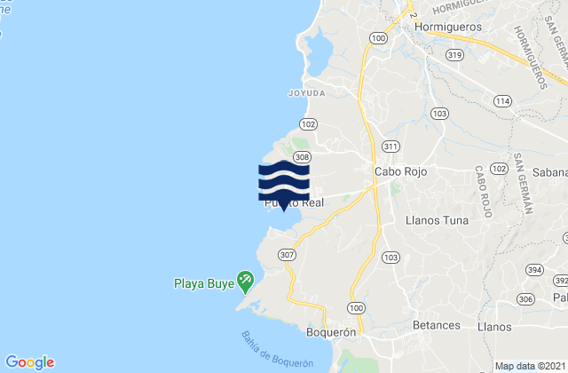 Mapa da tábua de marés em Puerto Real, Puerto Rico