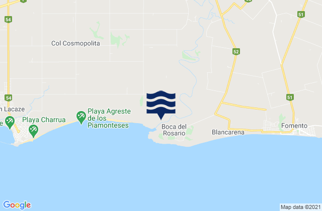 Mapa da tábua de marés em Puerto Rosario, Uruguay