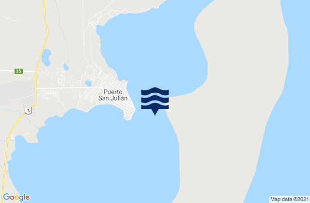Mapa da tábua de marés em Puerto San Julian, Argentina