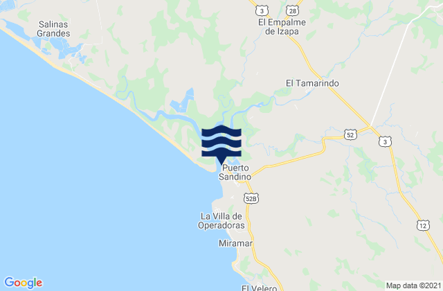Mapa da tábua de marés em Puerto Sandino, Nicaragua