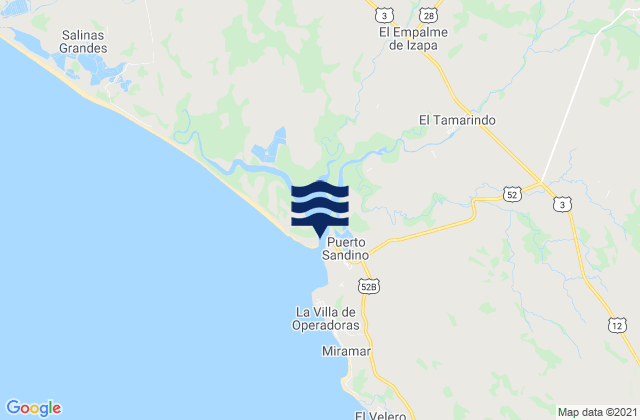 Mapa da tábua de marés em Puerto Somoza, Nicaragua