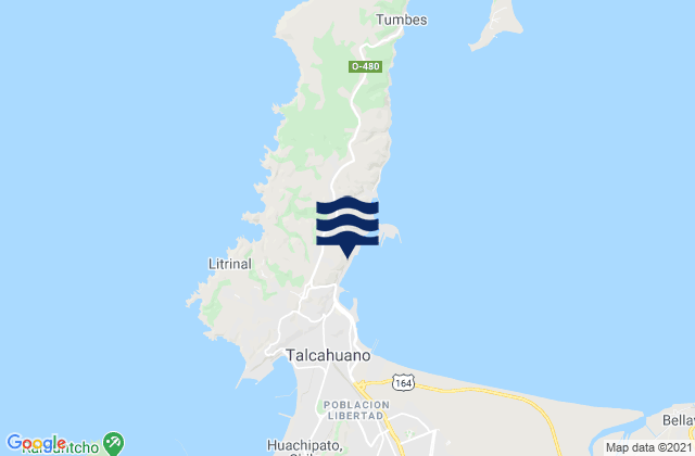 Mapa da tábua de marés em Puerto Talcahuano, Chile