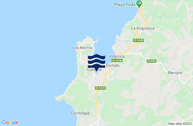 Mapa da tábua de marés em Puerto Tomé, Chile