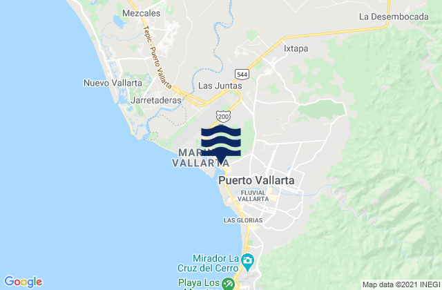 Mapa da tábua de marés em Puerto Vallarta, Mexico