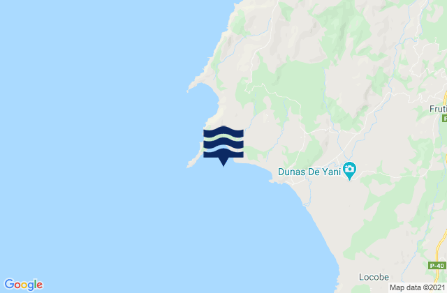 Mapa da tábua de marés em Puerto Yana, Chile