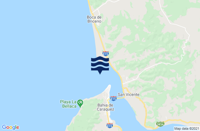 Mapa da tábua de marés em Puerto de Bahia Caraquez, Ecuador