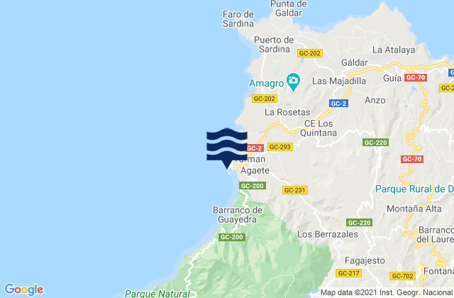 Mapa da tábua de marés em Puerto de las Nieves (Gran Canaria), Spain