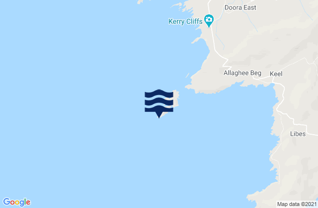 Mapa da tábua de marés em Puffin Island, Ireland