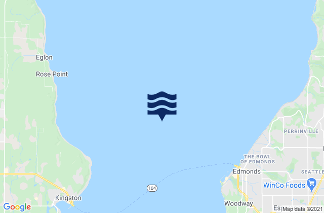 Mapa da tábua de marés em Puget Sound, United States
