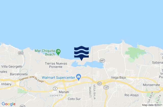 Mapa da tábua de marés em Pugnado Adentro Barrio, Puerto Rico