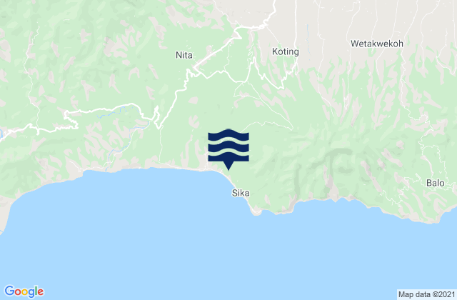 Mapa da tábua de marés em Puho, Indonesia