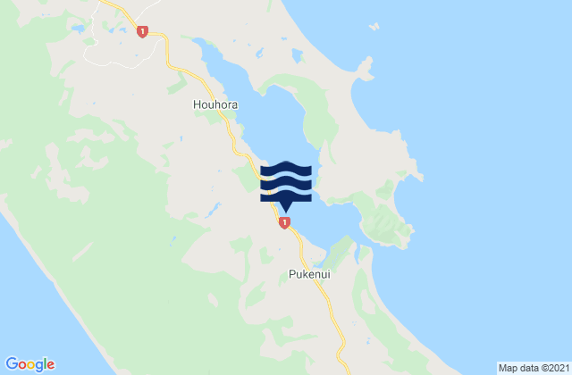 Mapa da tábua de marés em Pukenui Wharf, New Zealand