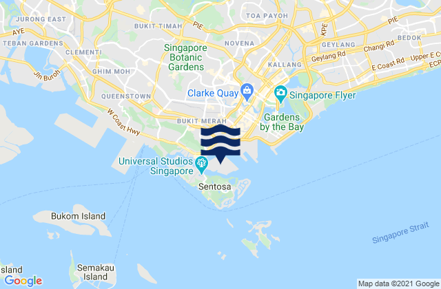 Mapa da tábua de marés em Pulau Brani, Singapore