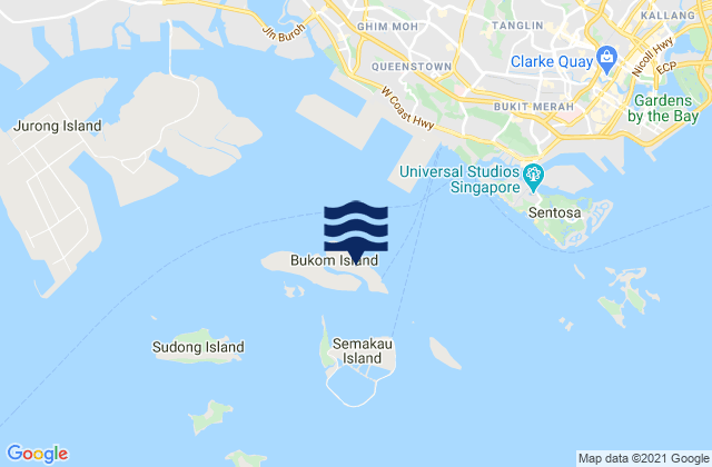 Mapa da tábua de marés em Pulau Bukum, Singapore
