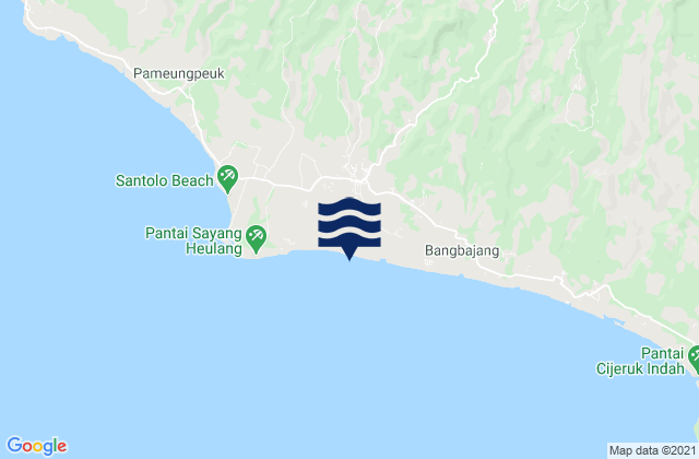 Mapa da tábua de marés em Puncaksari, Indonesia