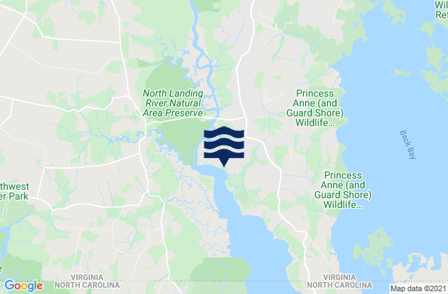 Mapa da tábua de marés em Pungo Ferry Marina, United States
