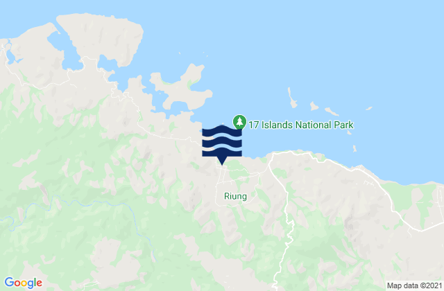 Mapa da tábua de marés em Punsu, Indonesia