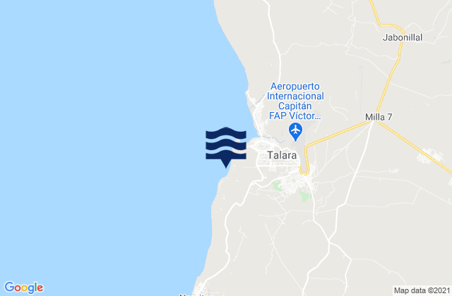 Mapa da tábua de marés em Punta Arena, Peru
