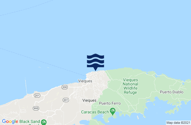 Mapa da tábua de marés em Punta Mulas Isla De Vieques, Puerto Rico