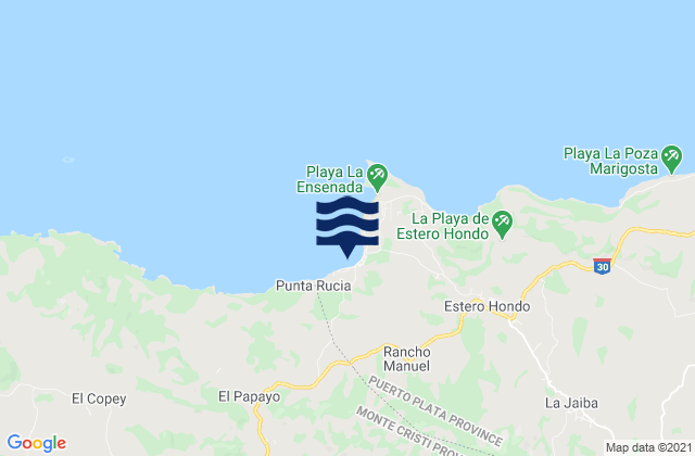 Mapa da tábua de marés em Punta Paraiso, Dominican Republic