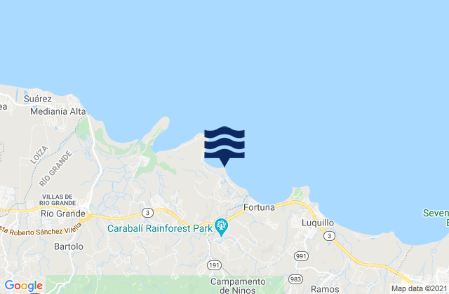 Mapa da tábua de marés em Punta Percha, Puerto Rico