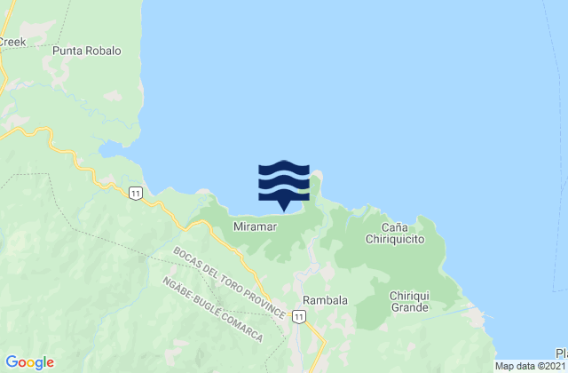 Mapa da tábua de marés em Punta Peña, Panama