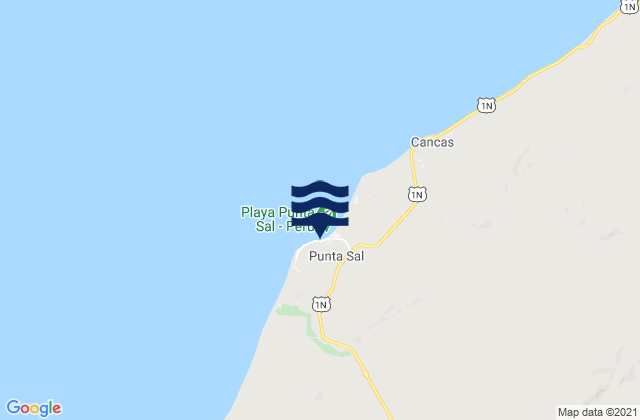 Mapa da tábua de marés em Punta Sal, Peru